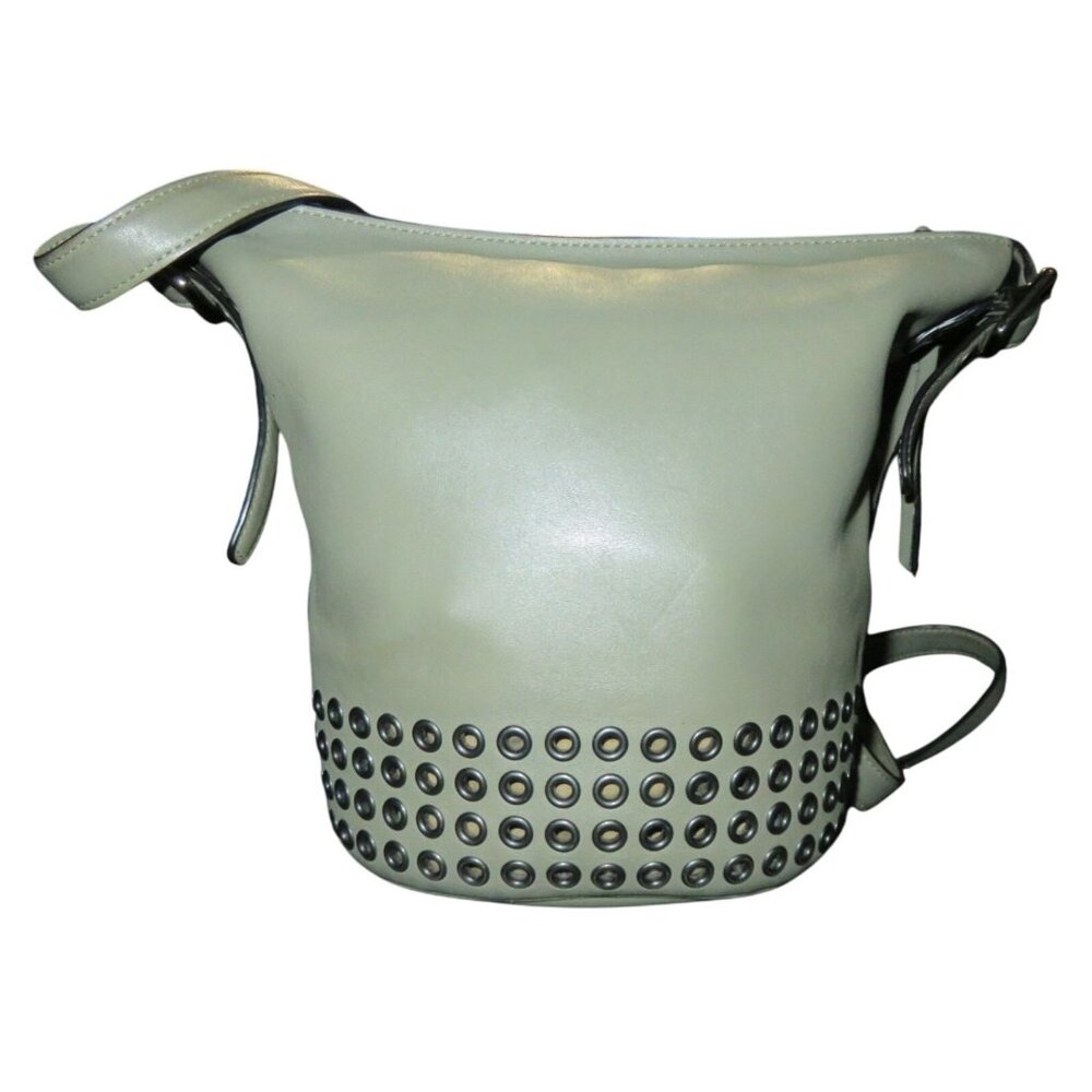 COACH 2014 Bleecker Gun Metal Grommets Hardware in Sage Green Leather Duffel Bag